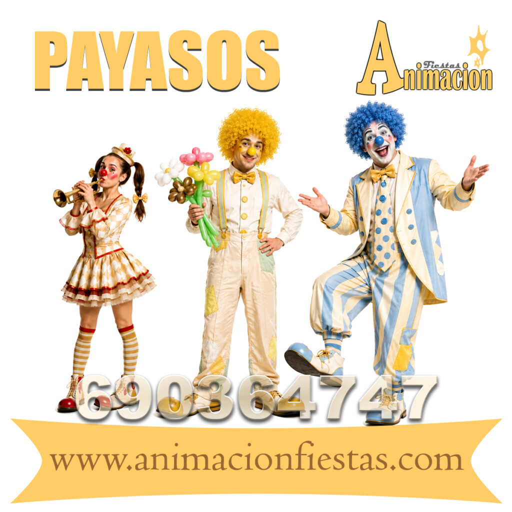 Payasos y clown para animación de fiestas infantiles.